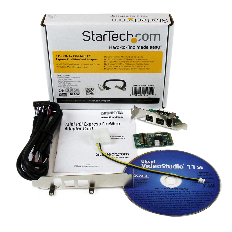 StarTech MPEX1394B3 3 Port 2b 1a 1394 Mini PCI Express FireWire Card Adapter
